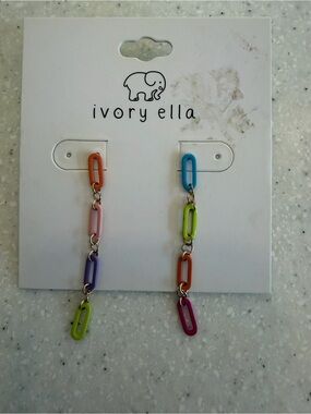 New Ivory Ella Kids Multicolor Chain Link Drop Earrings - Colorful